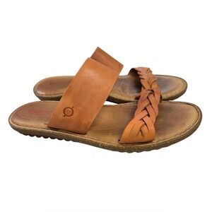 Born Morena Leather Sandals with Braided Strap Color: Papaya  Size 9M
